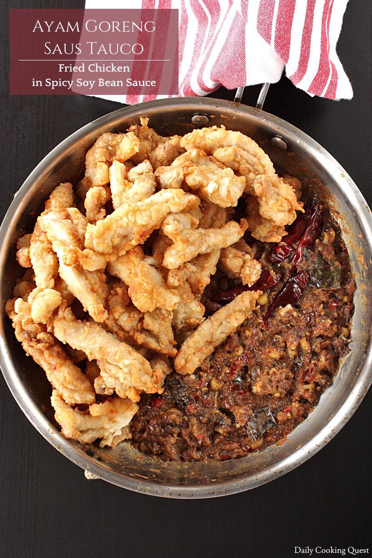 Ayam Goreng Pedas dengan Saus Tauco yang Lezat