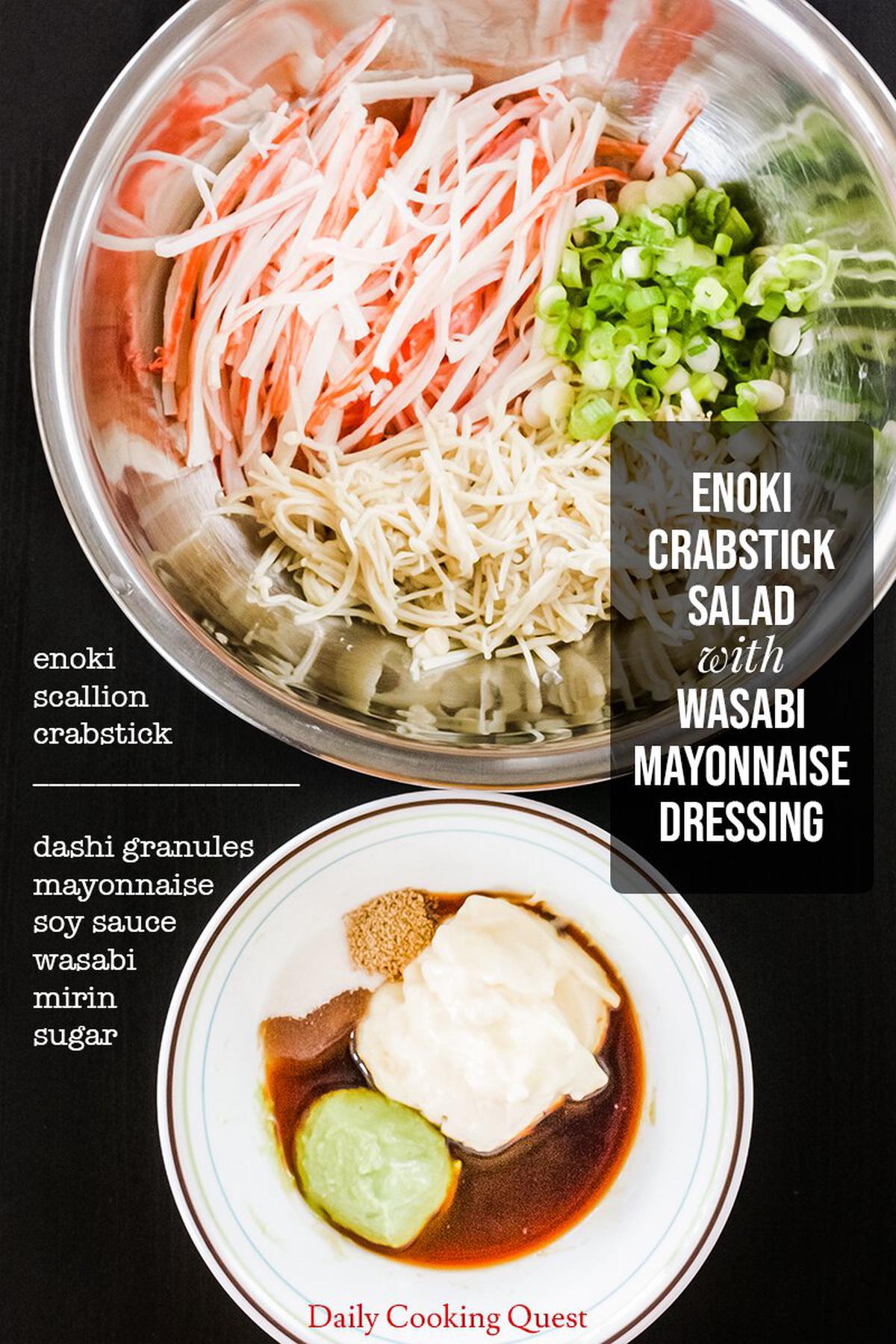 Salad Enoki dengan Saus Mayones Wasabi yang Lezat